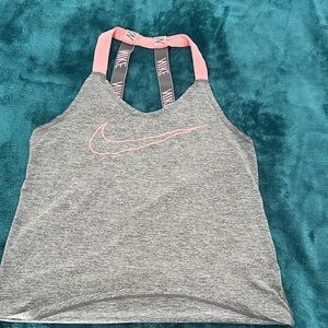 Nike Heather Gray Tank with Pink Highlights